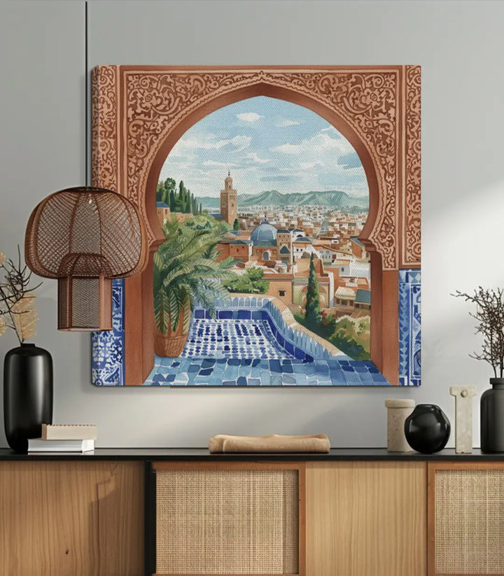 Cuadro medina en decoración de hotel o Airbnb con estilo oriental — Massinart