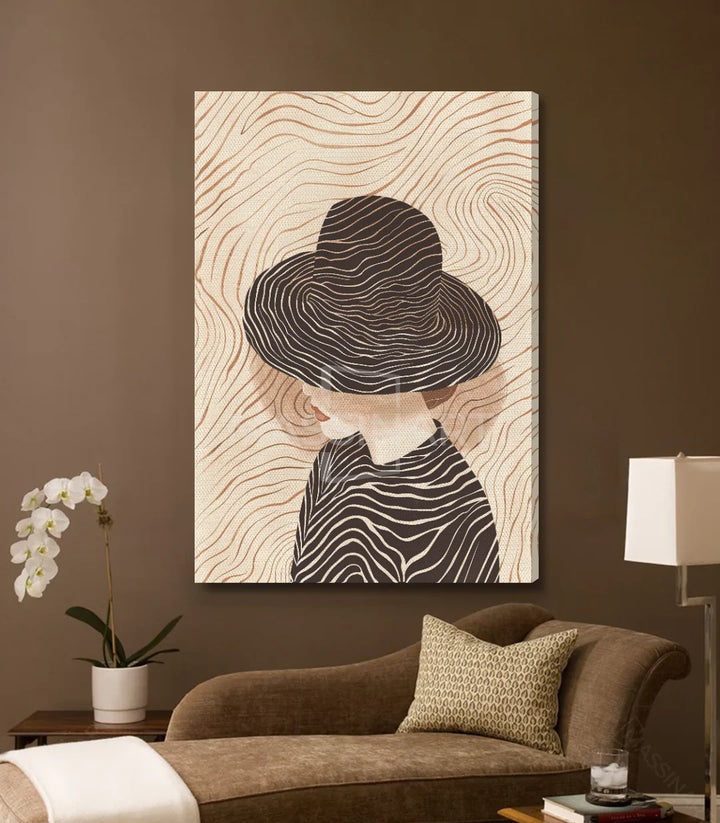 Cuadro Secrets en comedor elegante — arte mural femenino minimalista Massinart