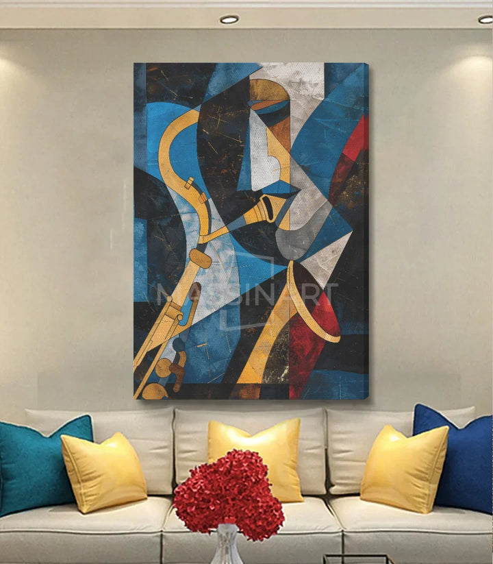 Cuadro Saxo en despacho y salón con estilo cubista, Massinart
