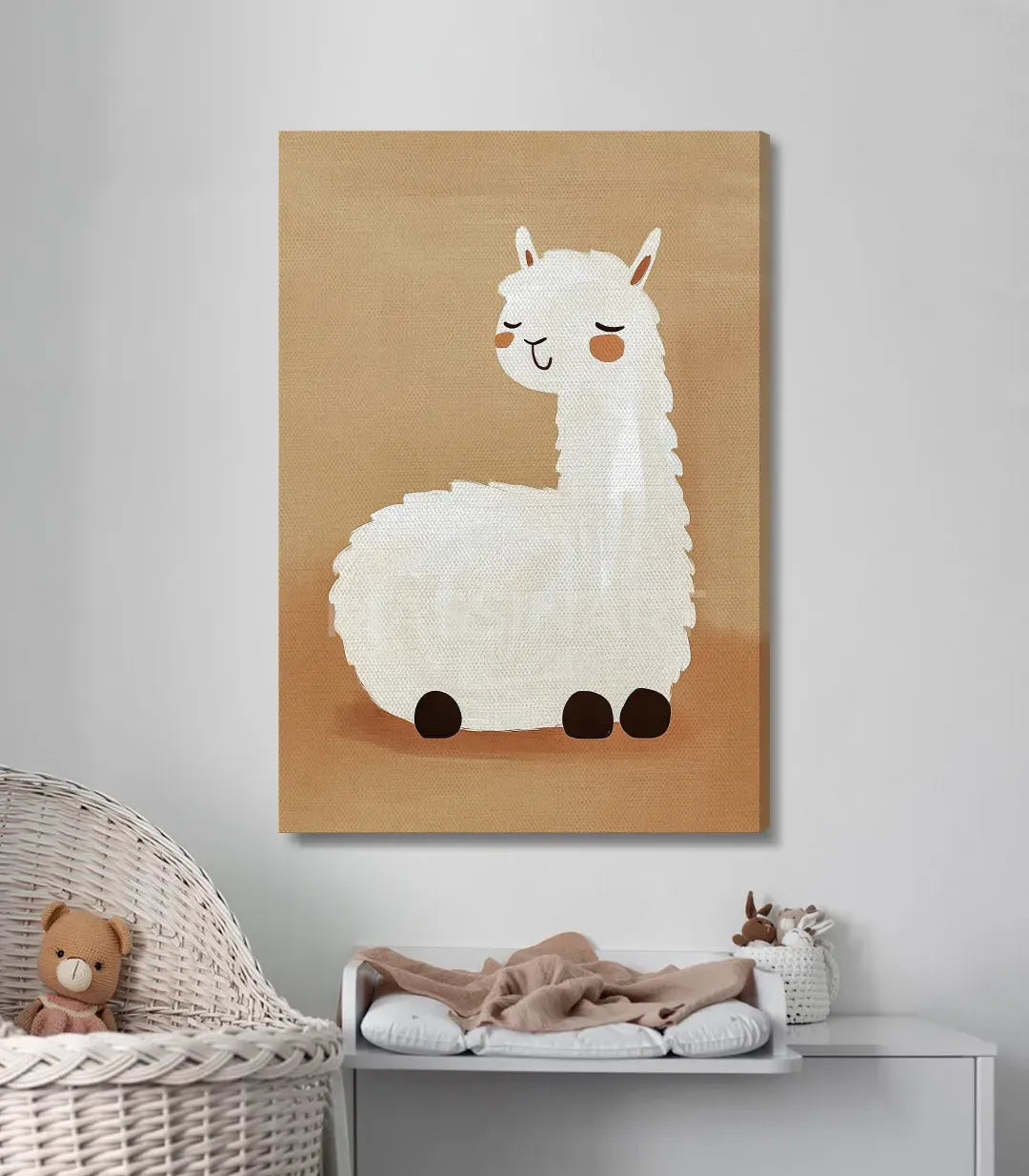Decoración infantil cuadro llama apacible tonos cálidos Massinart