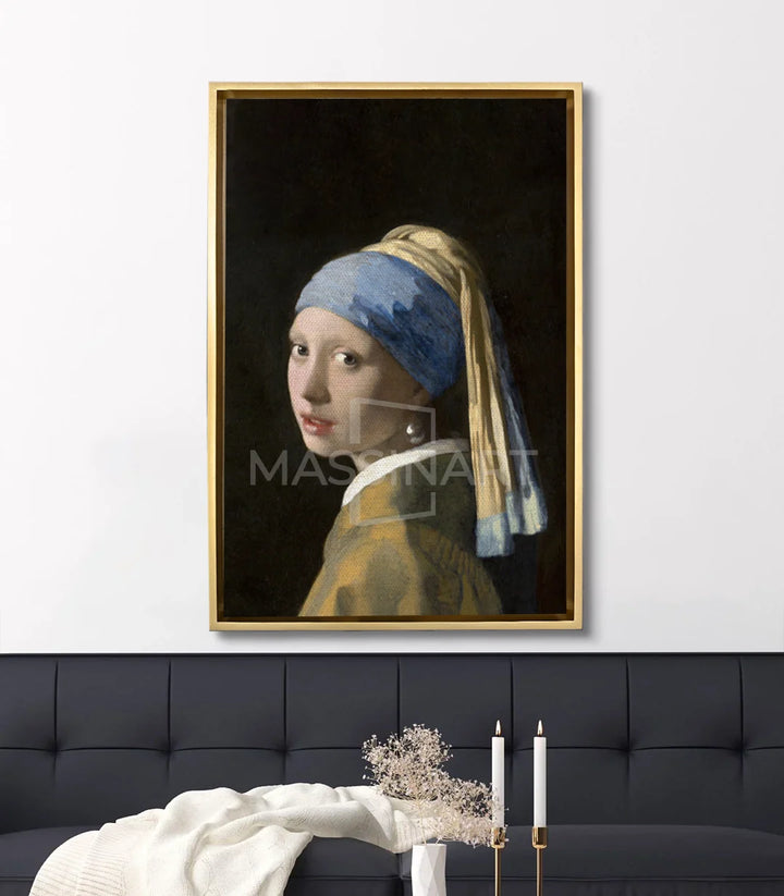 Cuadro La Joven de la Perla, decoración interior despacho estilo clásico, Massinart