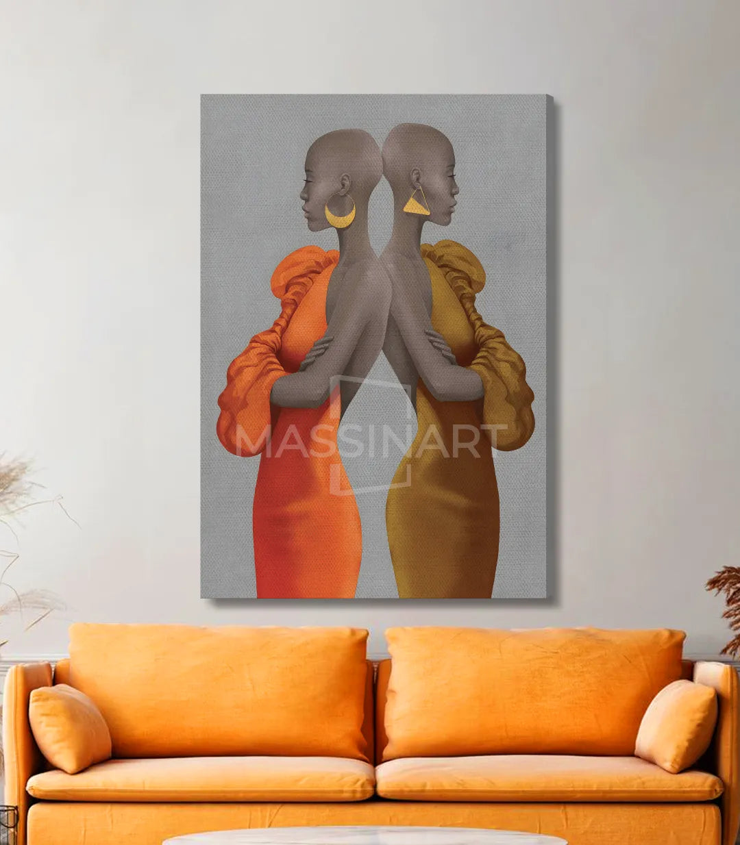 Cuadro decorativo Twins Massinart — retrato femenino africano simétrico