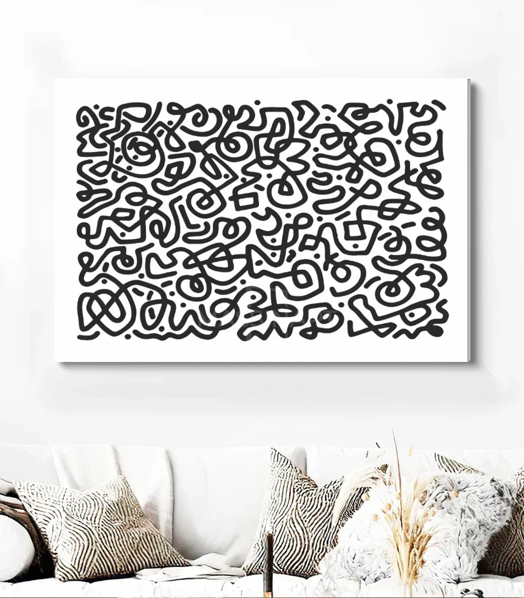 Cuadro abstracto minimalista horizontal en decoración de salón moderno Massinart