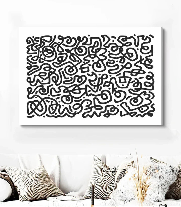 Cuadro abstracto minimalista horizontal en decoración de salón moderno Massinart
