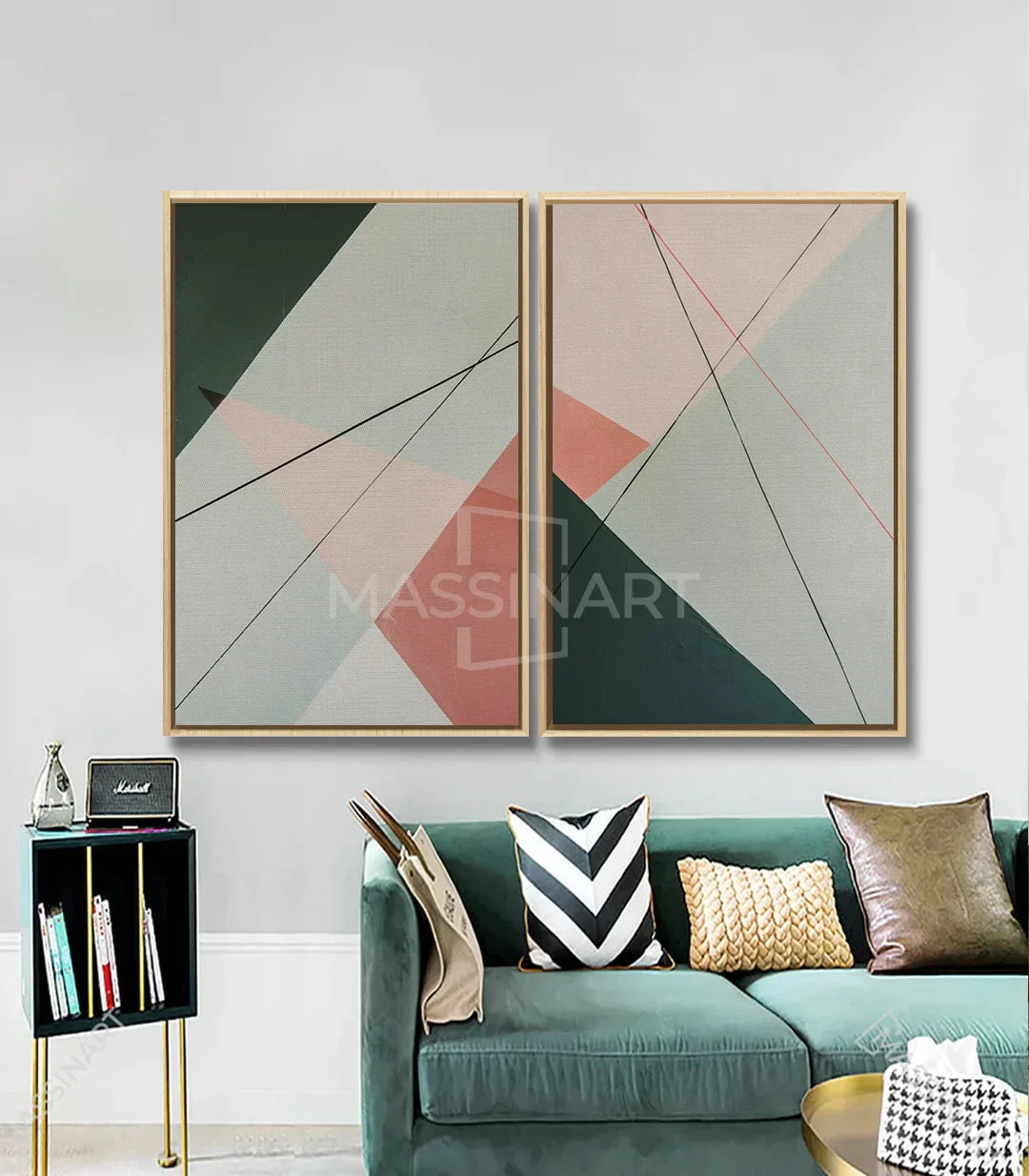 Cuadro Lineage Massinart — decoración interior minimalista díptico enmarcado