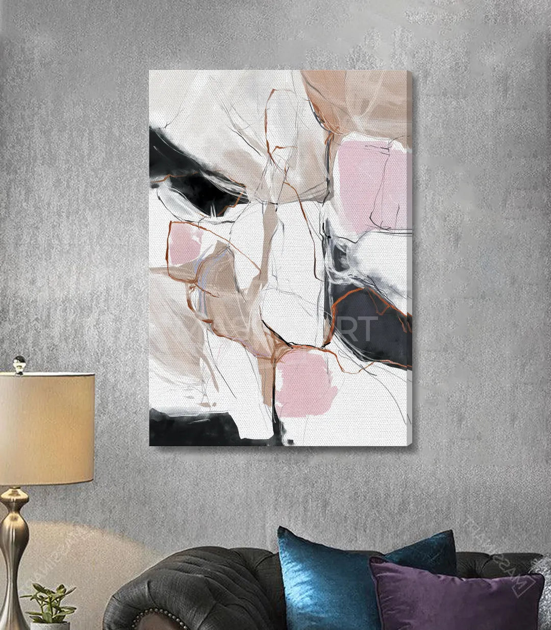 Cuadro minimalista Pink Touch en comedor, ambiente depurado y moderno — Massinart