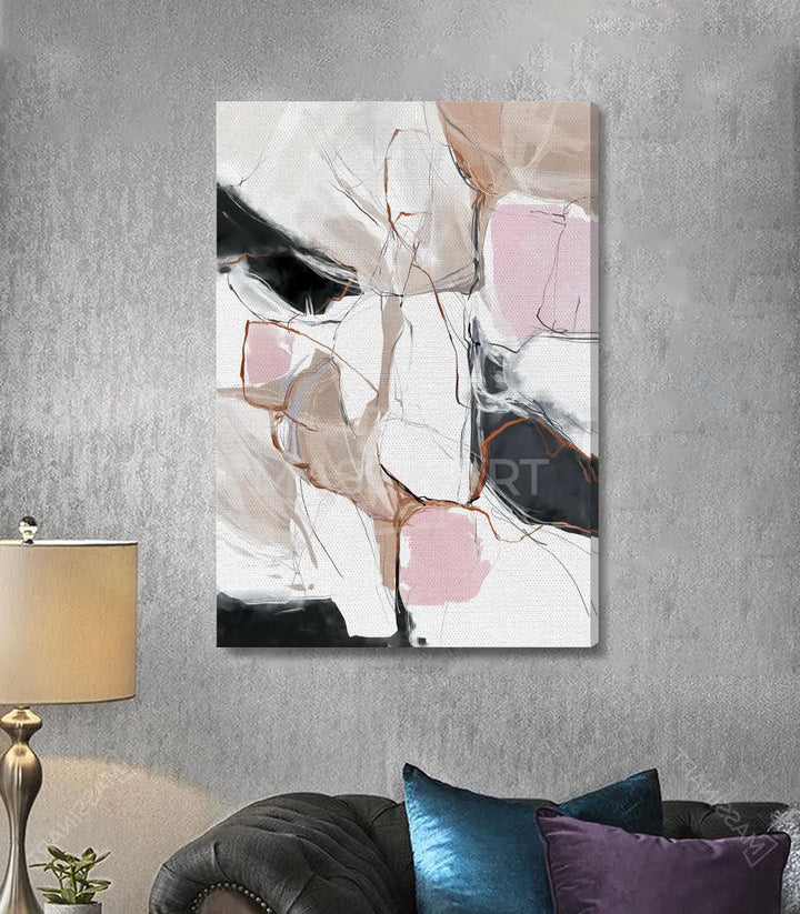 Cuadro minimalista Pink Touch en comedor, ambiente depurado y moderno — Massinart