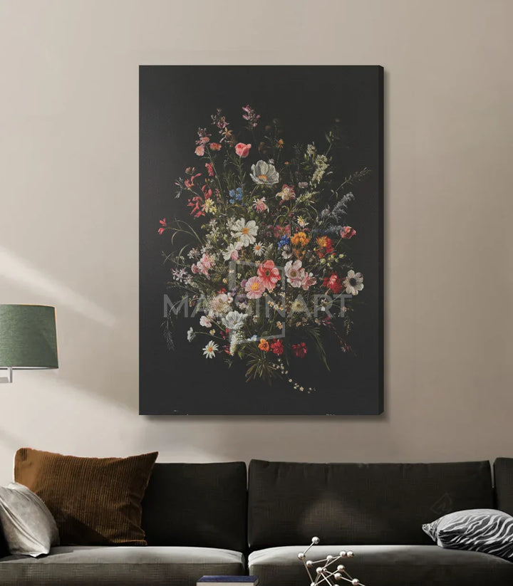 Cuadro Wild Flowers ambientado en salón contemporáneo — Massinart