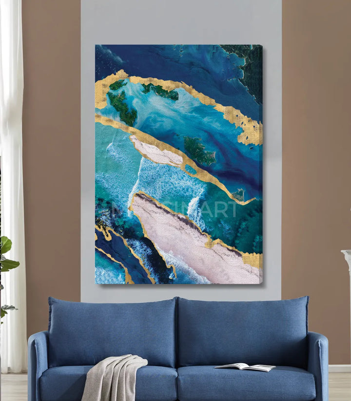 Cuadro Natural en un salón moderno — lienzo decorativo paisaje marino Massinart