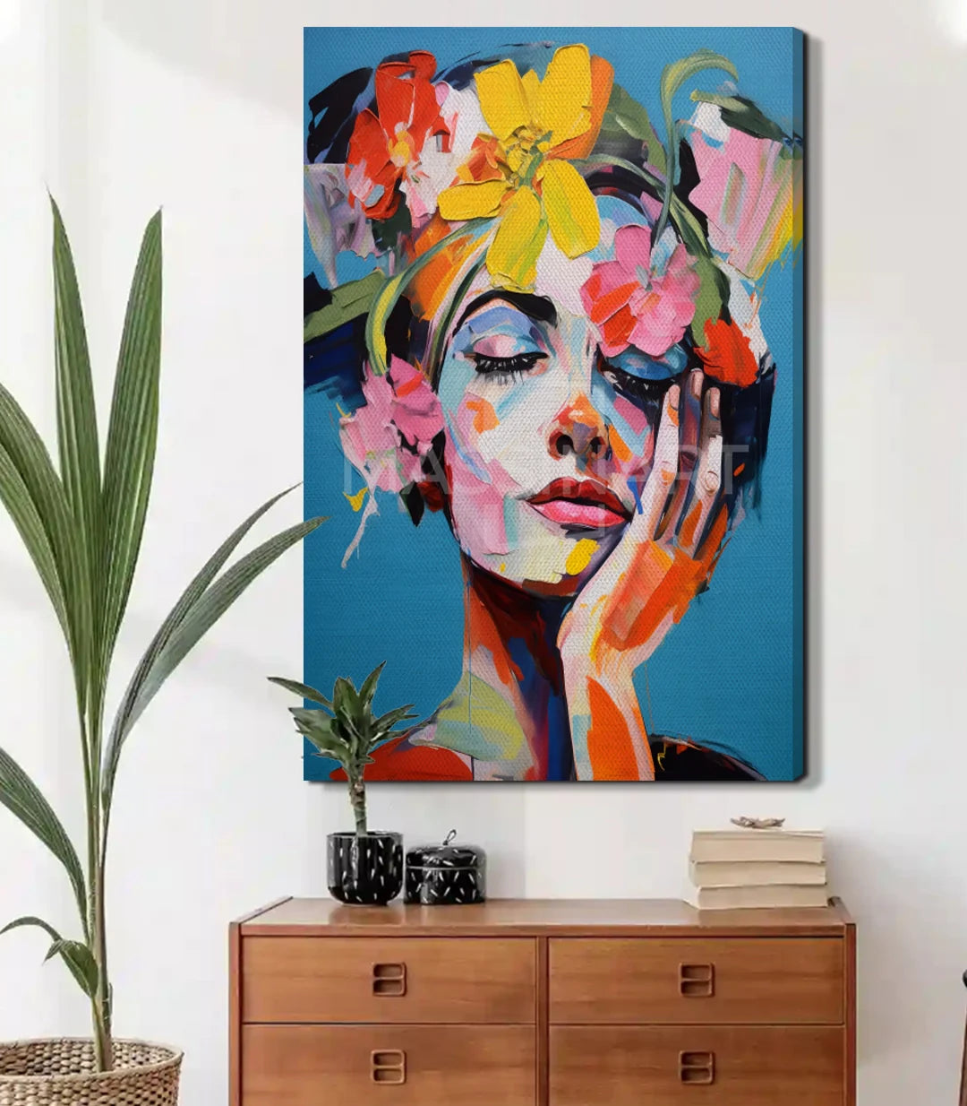 Cuadro Dreamy Blossom en comedor estilo pop-art colores vivos Massinart