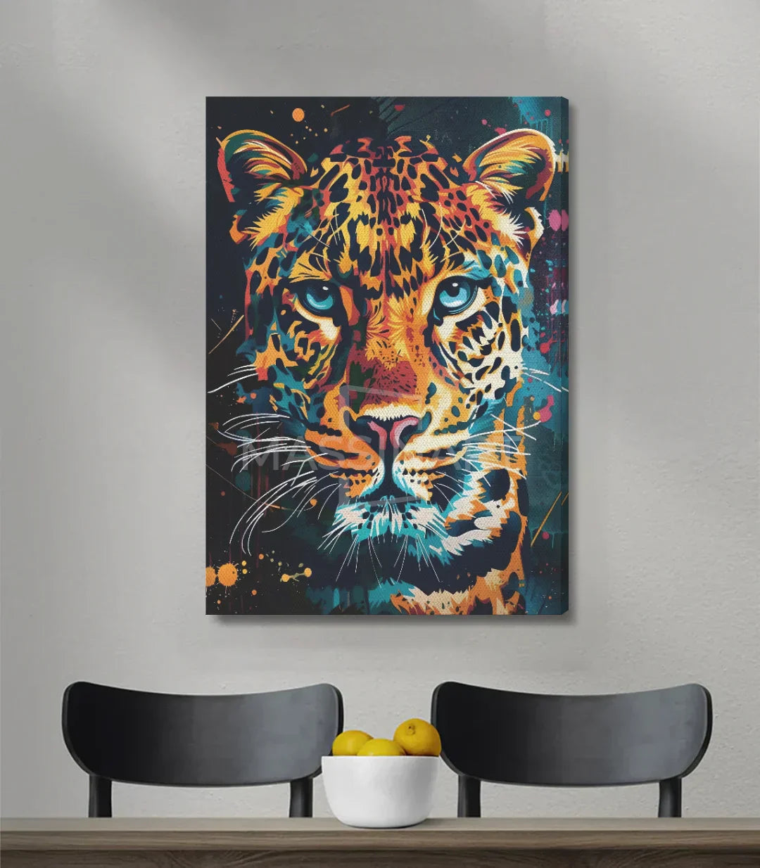 Detalle ojos azules — cuadro tigre expresionista Massinart