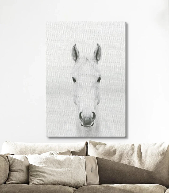 Cuadro Innocence caballo blanco en salón moderno — decoración de pared Massinart