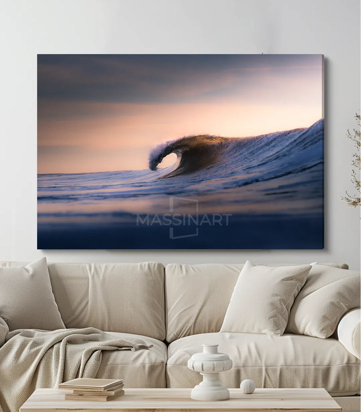 Cuadro Tranquil Wave en un salón moderno — decoración costera Massinart
