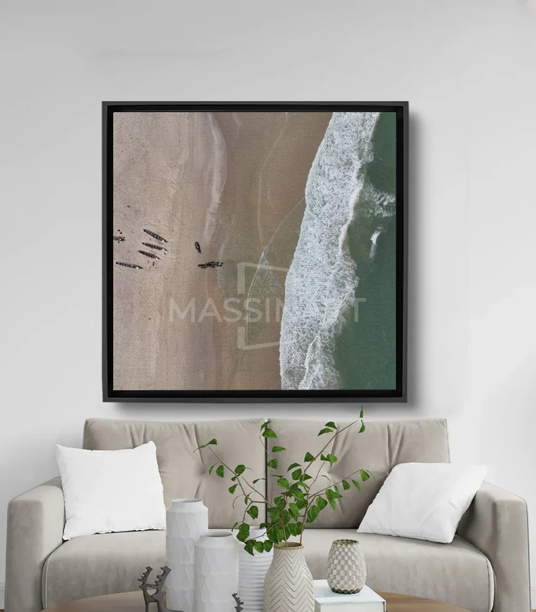 Cuadro Coastal Serenity fotografía aérea playa olas turquesas Massinart