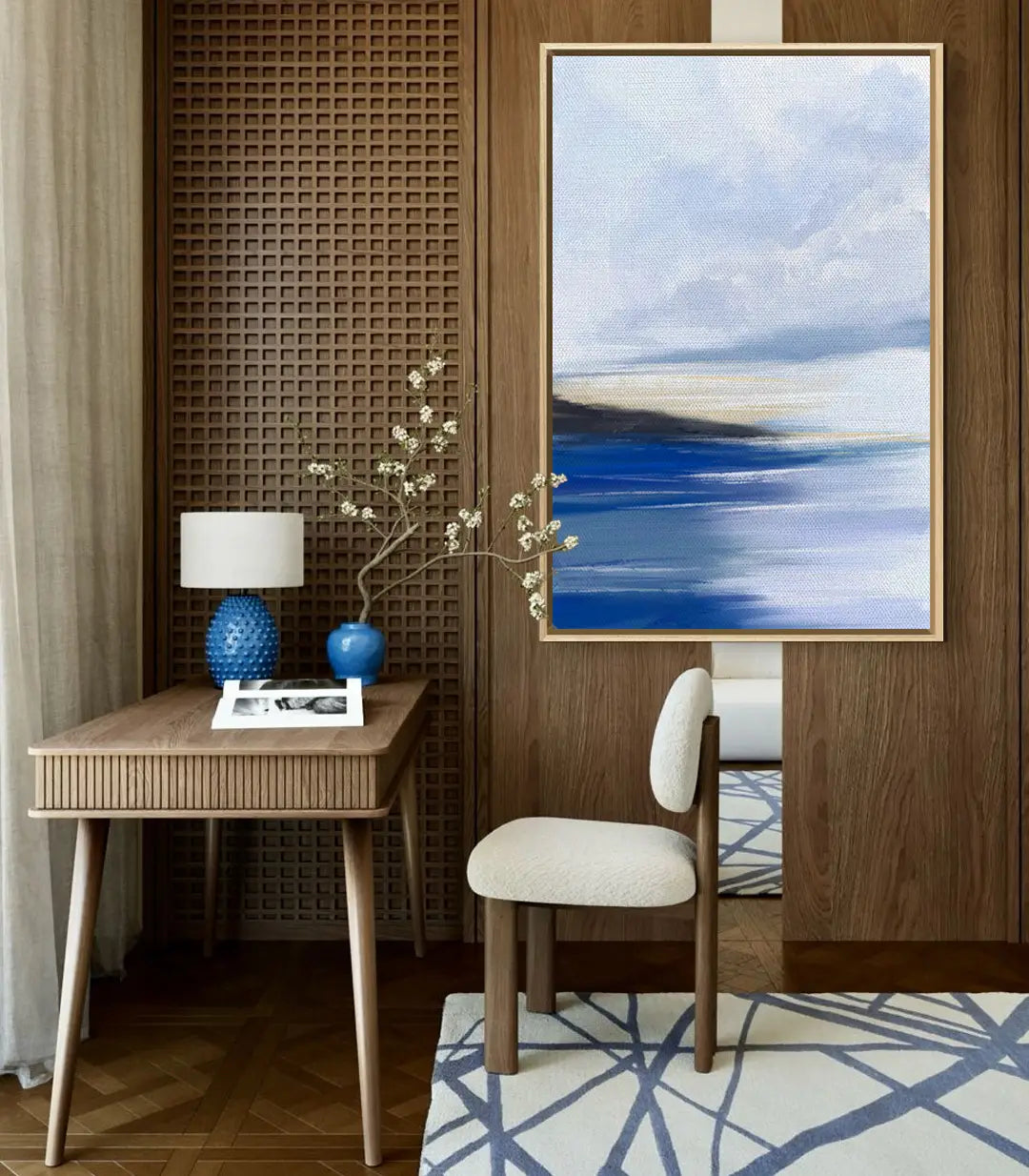 Cuadro Blue Mist en salón contemporáneo decoración interior Massinart