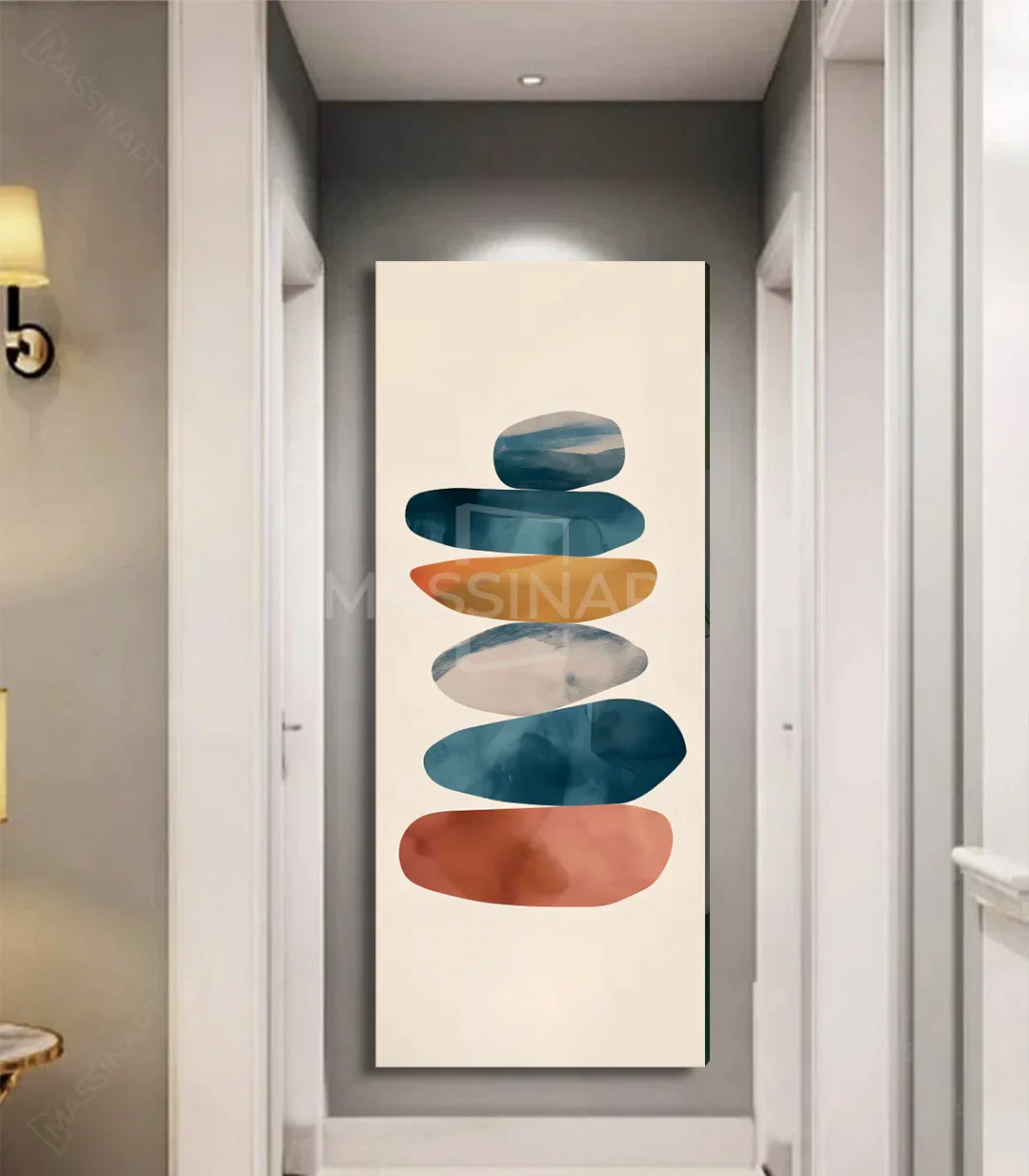 Cuadro Zen Massinart en baño contemporáneo — ambiente tranquilo y depurado