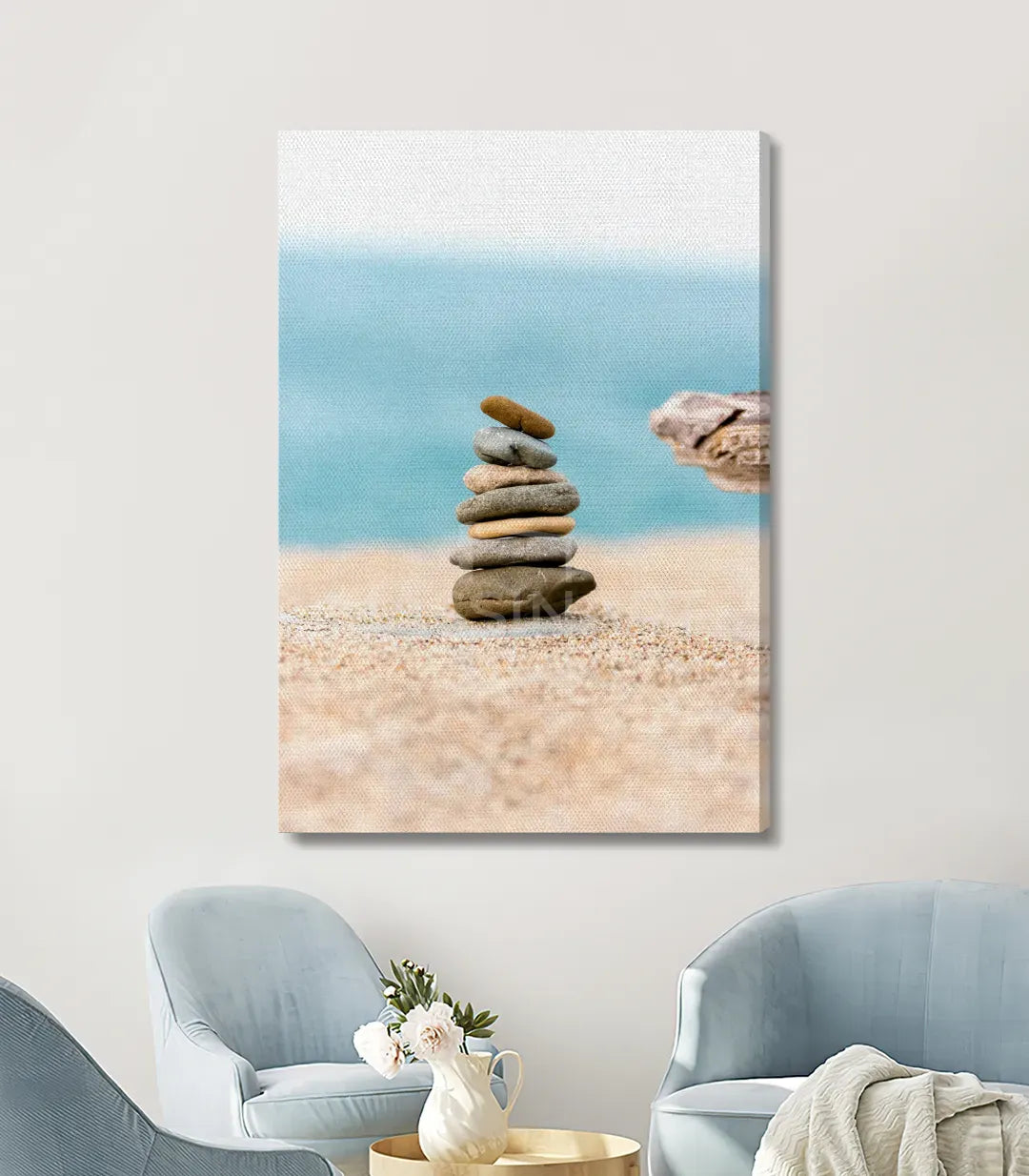 Cuadro Stone Balance en comedor elegante — playa y guijarros como decoración de interior, Massinart