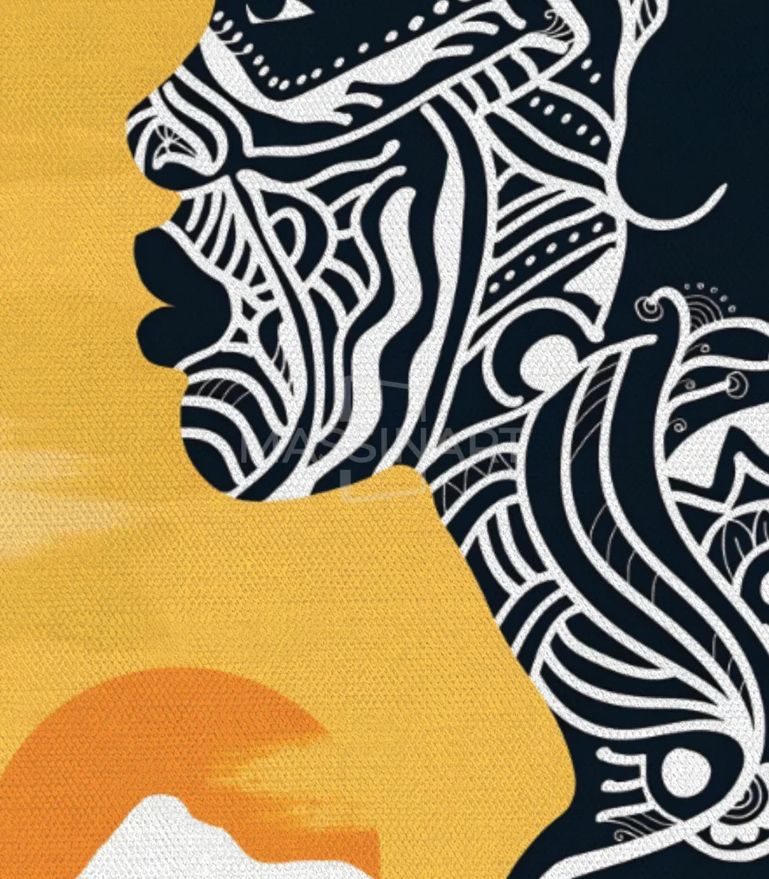 Ambientación dormitorio — tríptico African Soul como decoración mural moderna Massinart