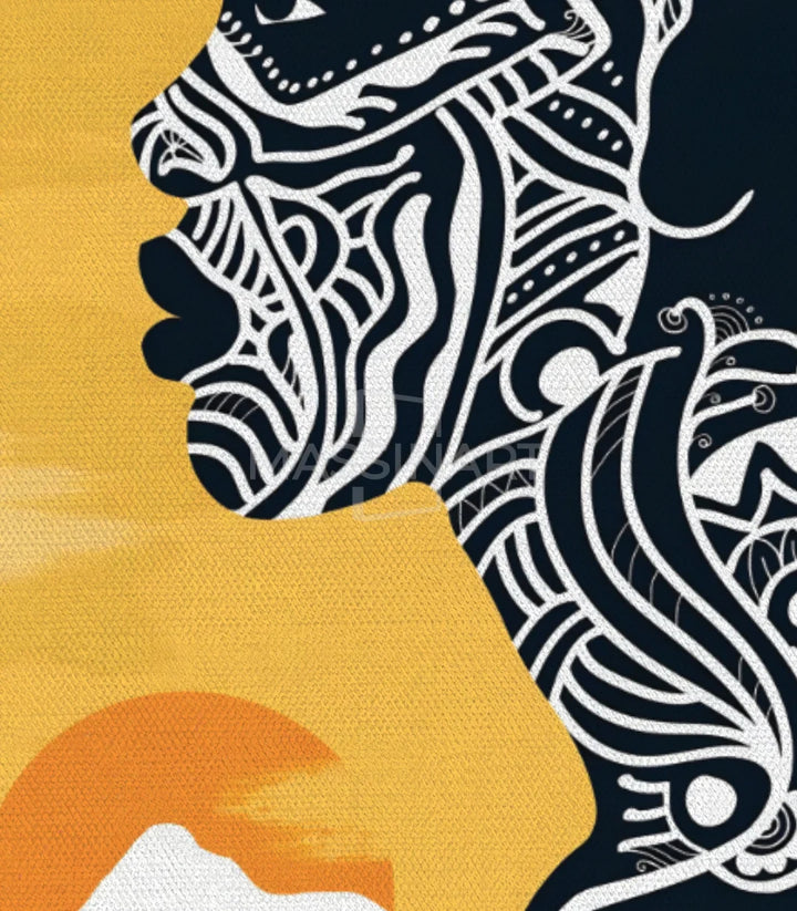 Ambientación dormitorio — tríptico African Soul como decoración mural moderna Massinart