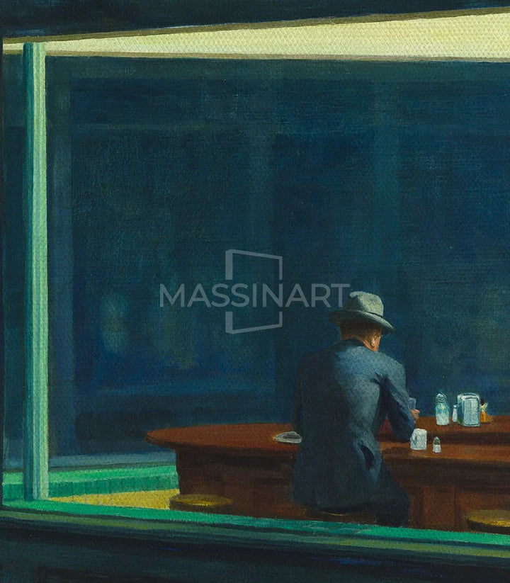 Cuadro Nighthawks en dormitorio — decoración mural Edward Hopper, Massinart