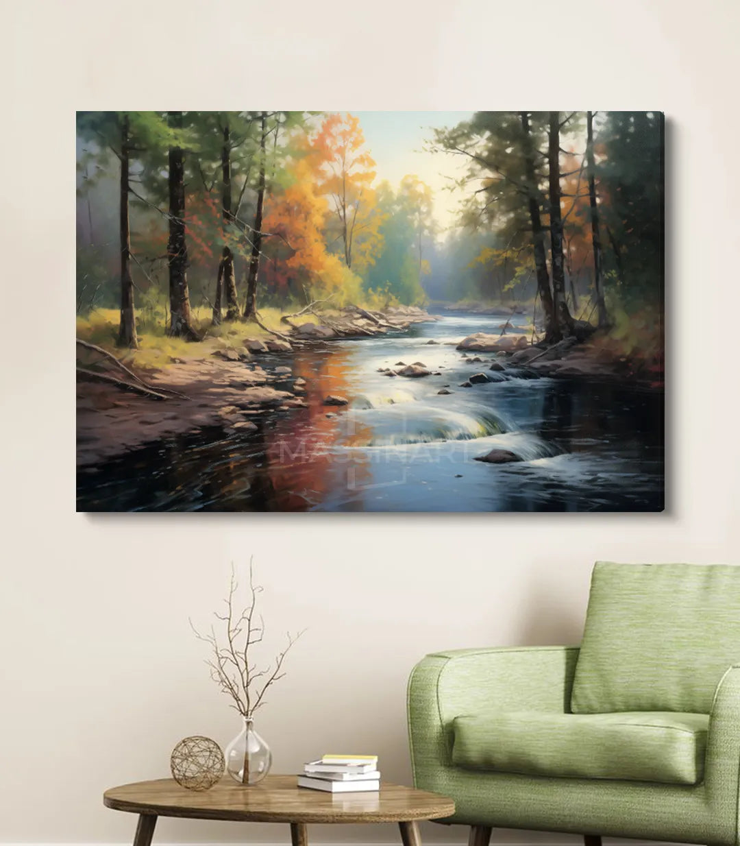 Cuadro Riverside en comedor — decoración mural con paisaje de naturaleza