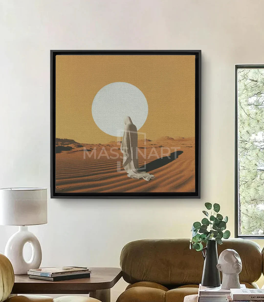 Cuadro Lost Nomad silueta de mujer velada en el desierto bajo la luna — Massinart