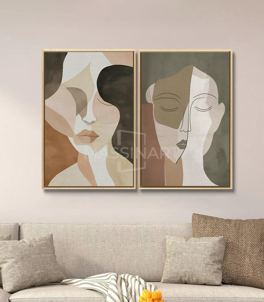 Díptico Fusion en decoración de salón minimalista, Massinart