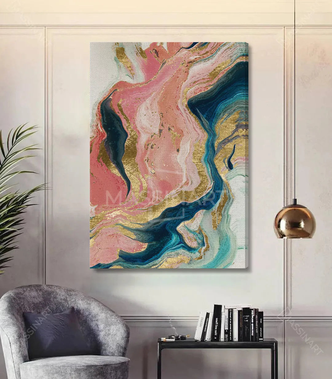 Cuadro abstracto fluido colorido en ambiente decorativo — Massinart