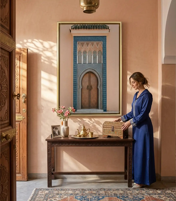 Cuadro Medina Portal en un salón de estilo marroquí, decoración de pasillo riad, Massinart