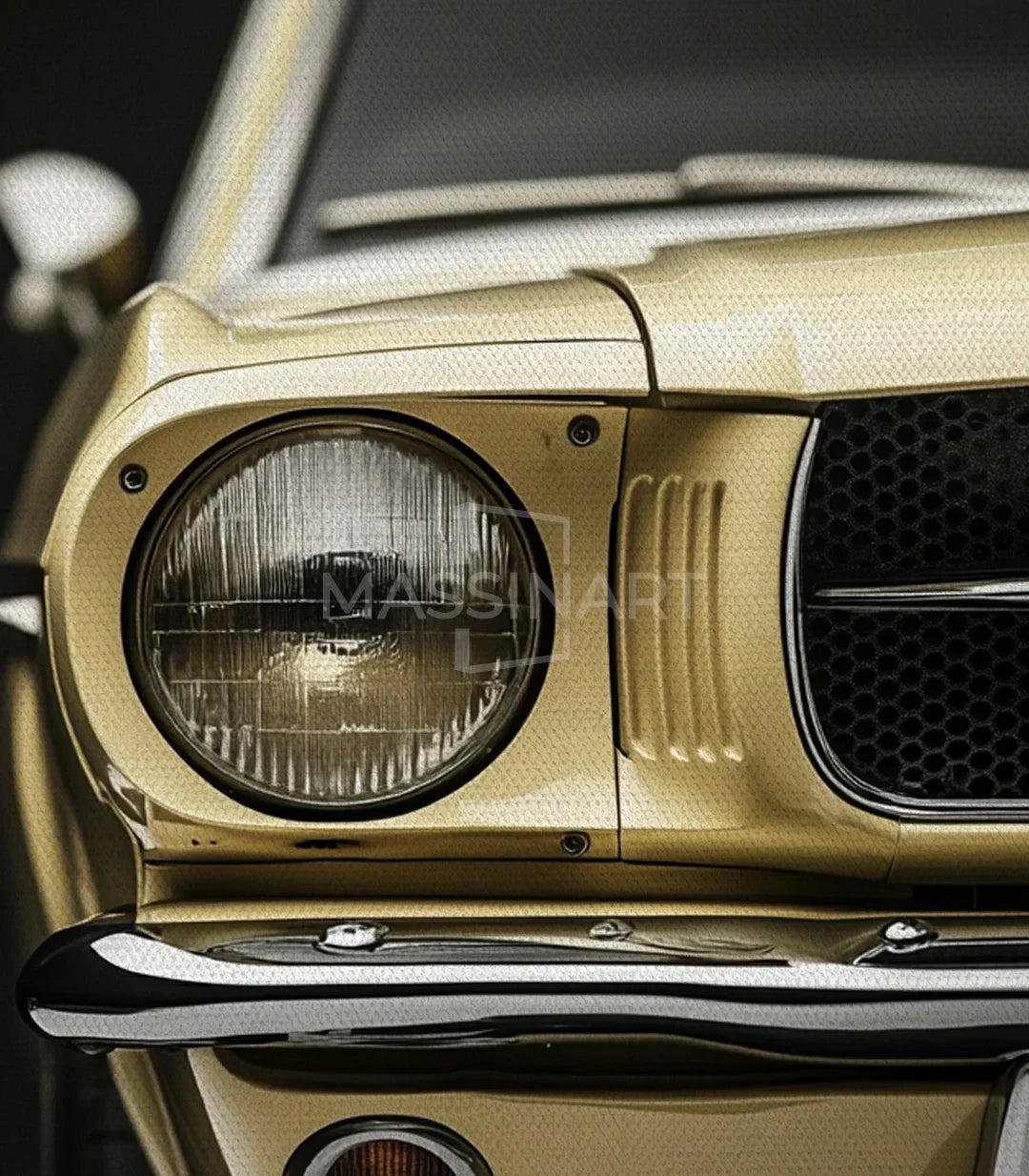 Arte mural automovilístico Timeless Mustang decoración salón Massinart