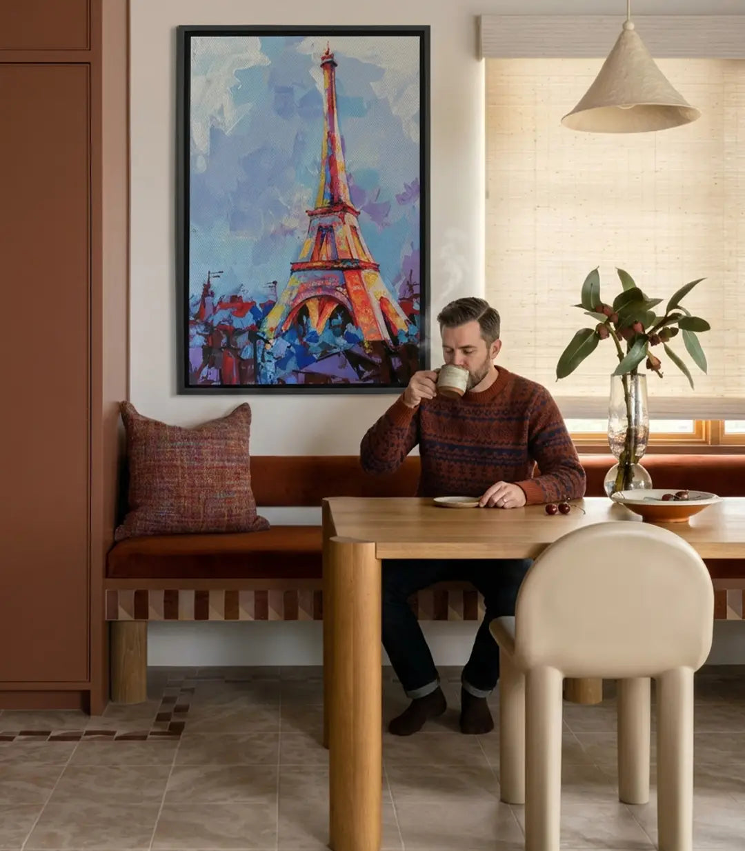 Cuadro Torre Eiffel expresionista como decoración mural en escritorio moderno — Massinart