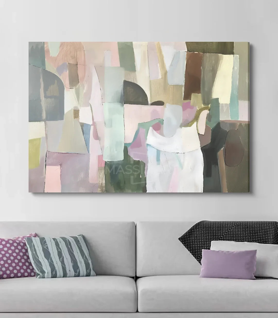 Cuadro abstracto moderno en decoración interior contemporánea de salón — Massinart