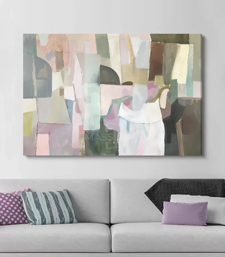 Cuadro abstracto moderno en decoración interior contemporánea de salón — Massinart