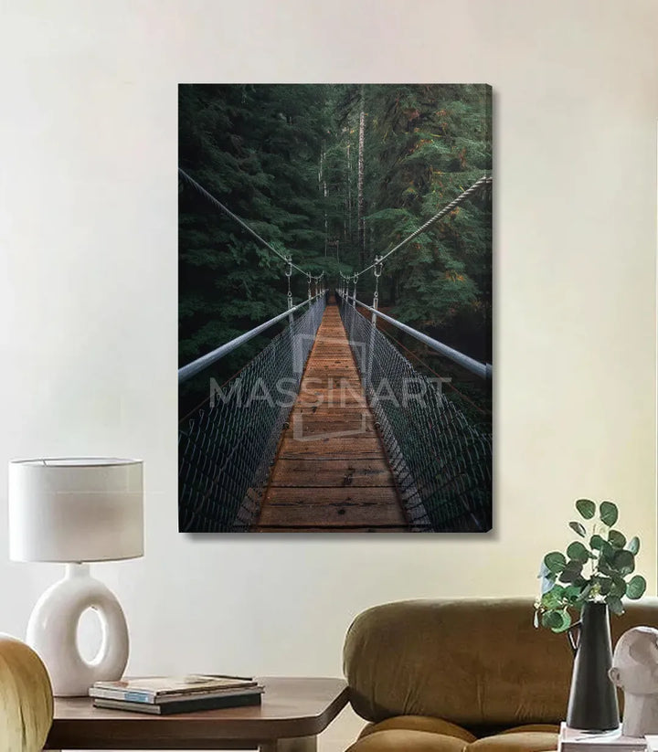 Cuadro Mystic Bridge en pasillo — decoración con paisaje de puente y naturaleza en formato vertical, Massinart