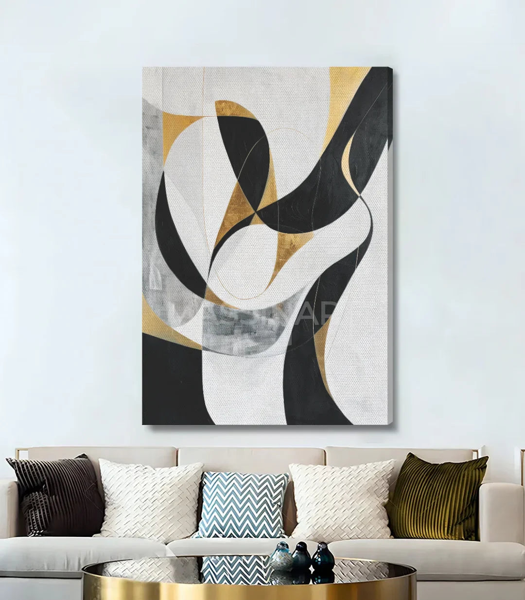 Cuadro In Motion en ambiente de salón minimalista — decoración Massinart