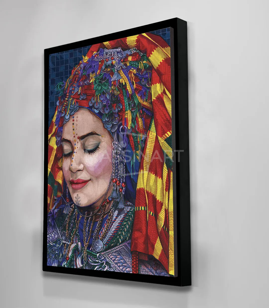 Cuadro Berber Woman con paleta en rojo, amarillo y malva — Massinart