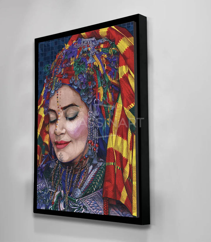 Cuadro Berber Woman con paleta en rojo, amarillo y malva — Massinart