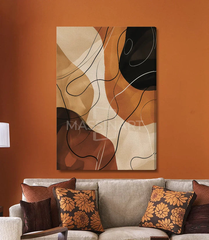 Cuadro Earthy Massinart — simulación dormitorio decoración interior