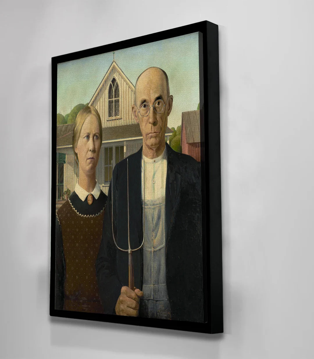 Cuadro American Gothic retrato pareja casa gótica Grant Wood Massinart