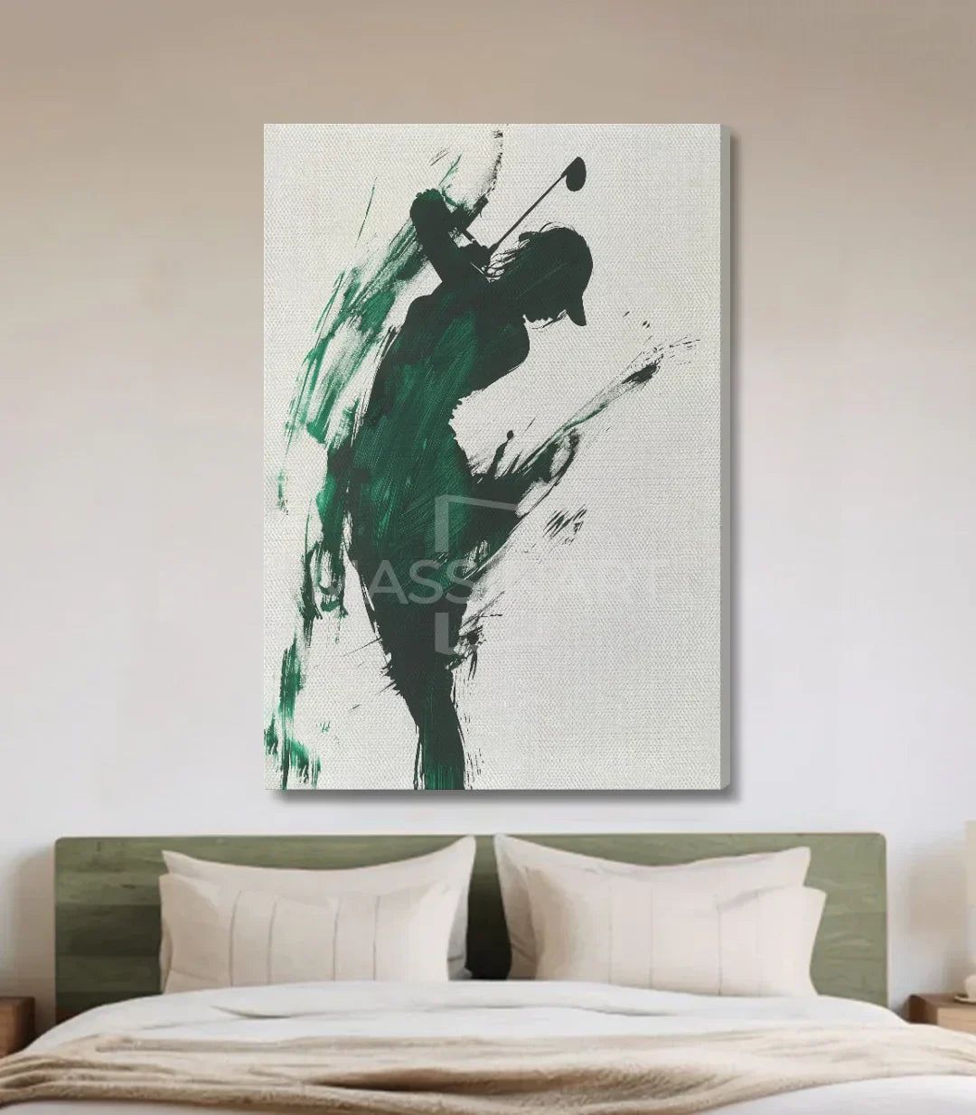 Cuadro Release arte deportivo con marco negro, simulación en salón moderno - Massinart