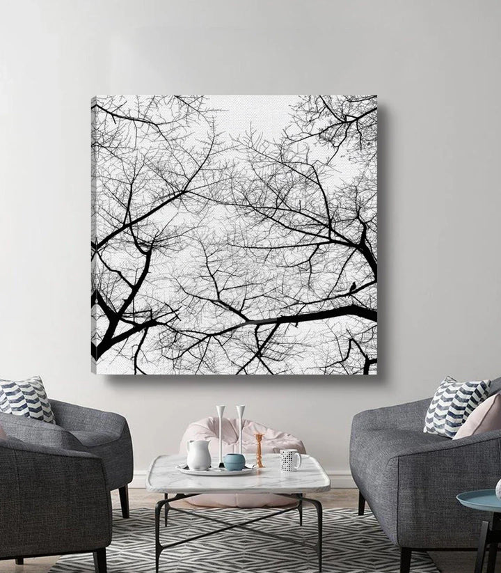 Cuadro Branches Fade Massinart en salón moderno — paisaje invernal minimalista