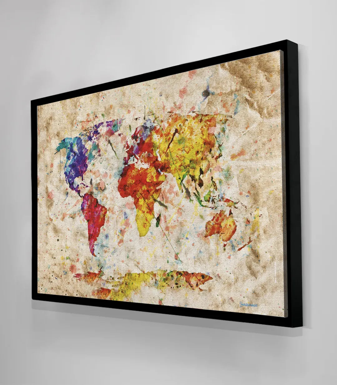 Cuadro mapa del mundo con marco negro — decoración pared Massinart