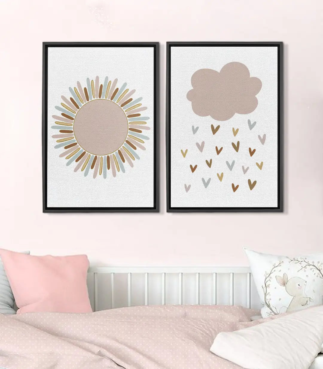 Cuadro Sunny Hug díptico minimalista sol y nube — Massinart