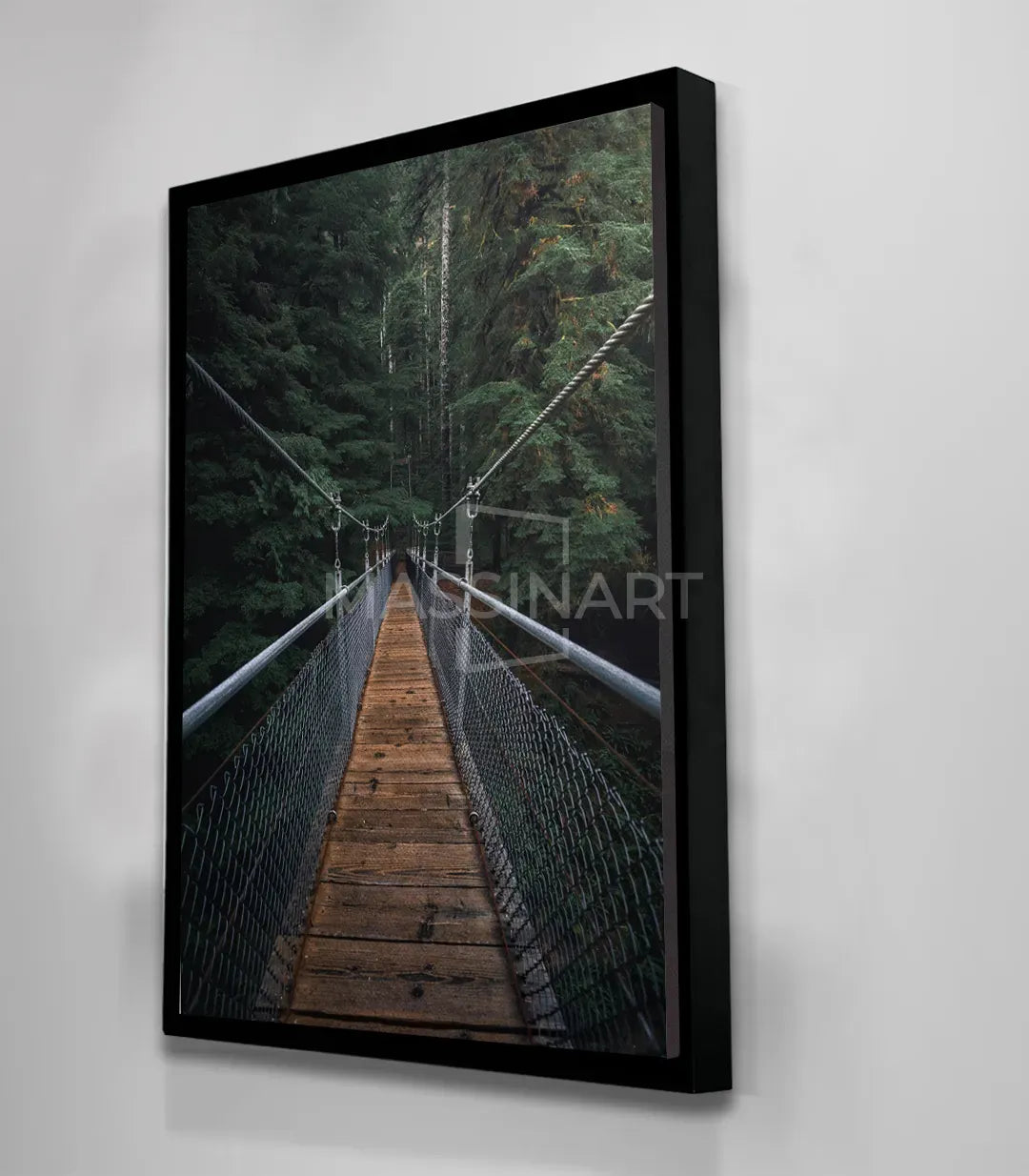 Cuadro Mystic Bridge en dormitorio — cuadro decorativo de paisaje con perspectiva y atmósfera brumosa, Massinart