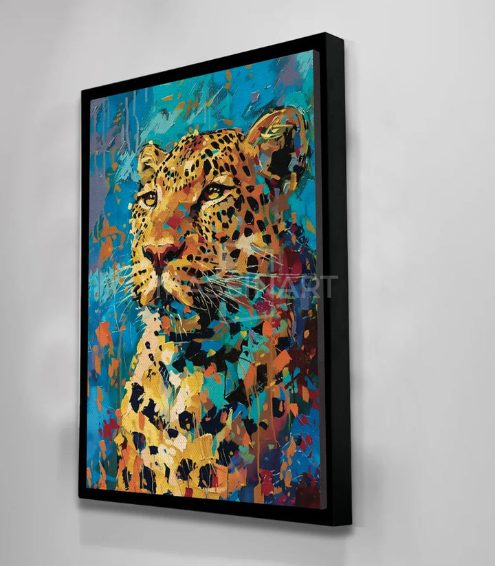 Zoom retrato leopardo expresionista pinceladas vibrantes Massinart