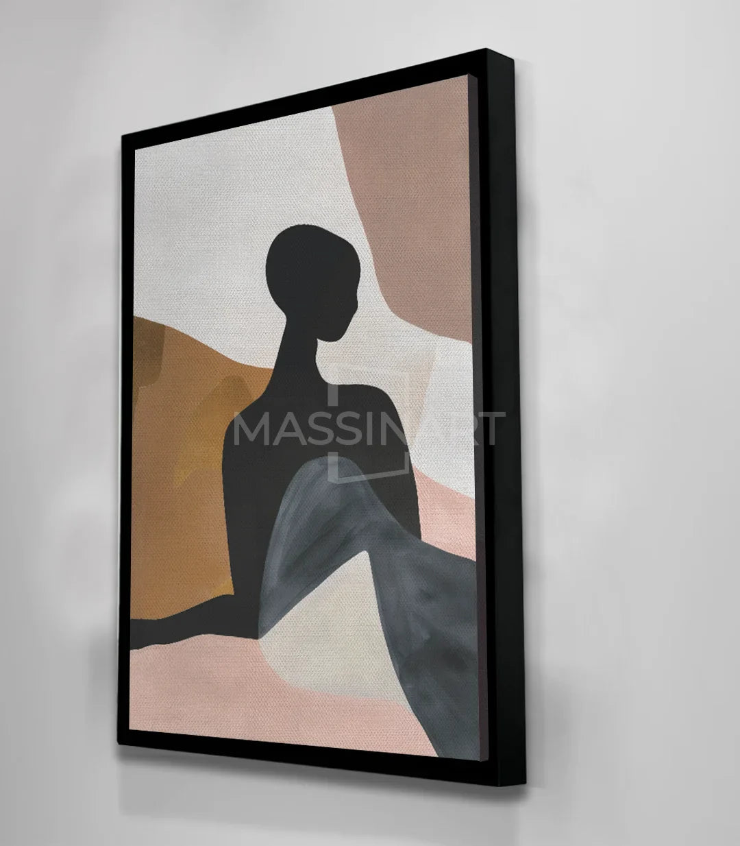 Cuadro Shade formas geométricas abstractas silueta femenina tonos tierra Massinart