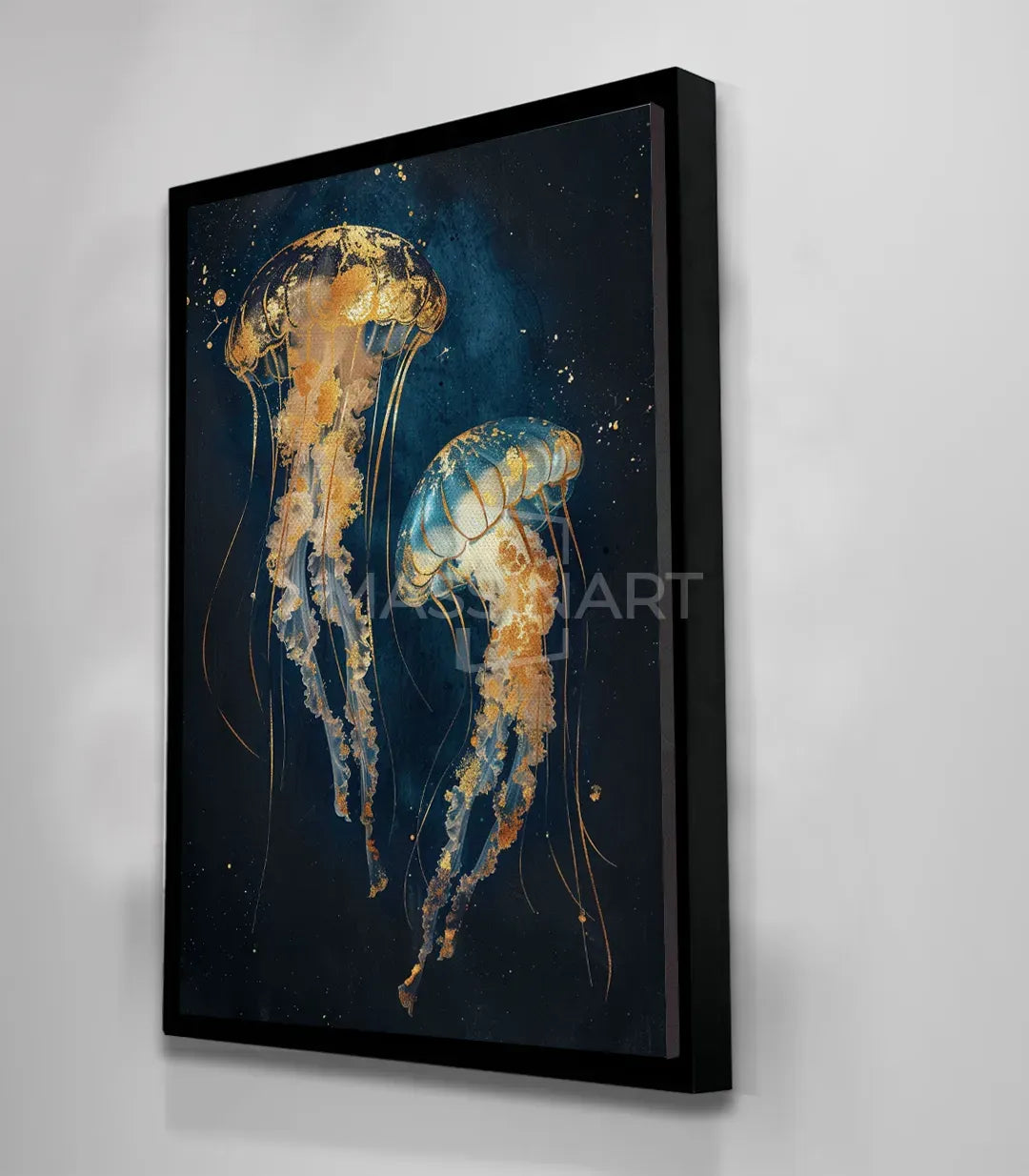 Cuadro arte marino Massinart — ambiente lujoso con fondo océano oscuro