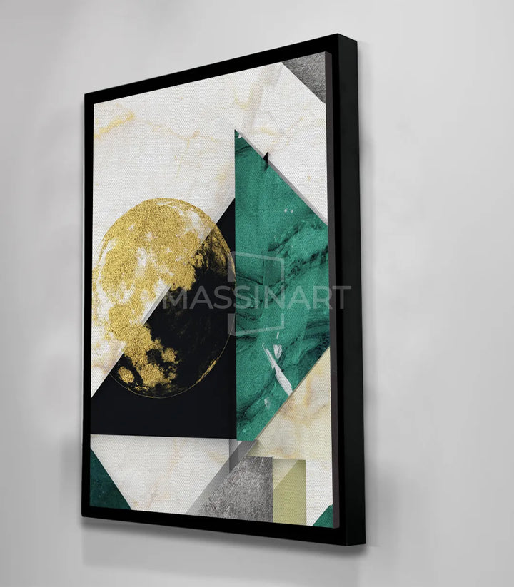 Cuadro geométrico abstracto en salón contemporáneo de diseño — Massinart