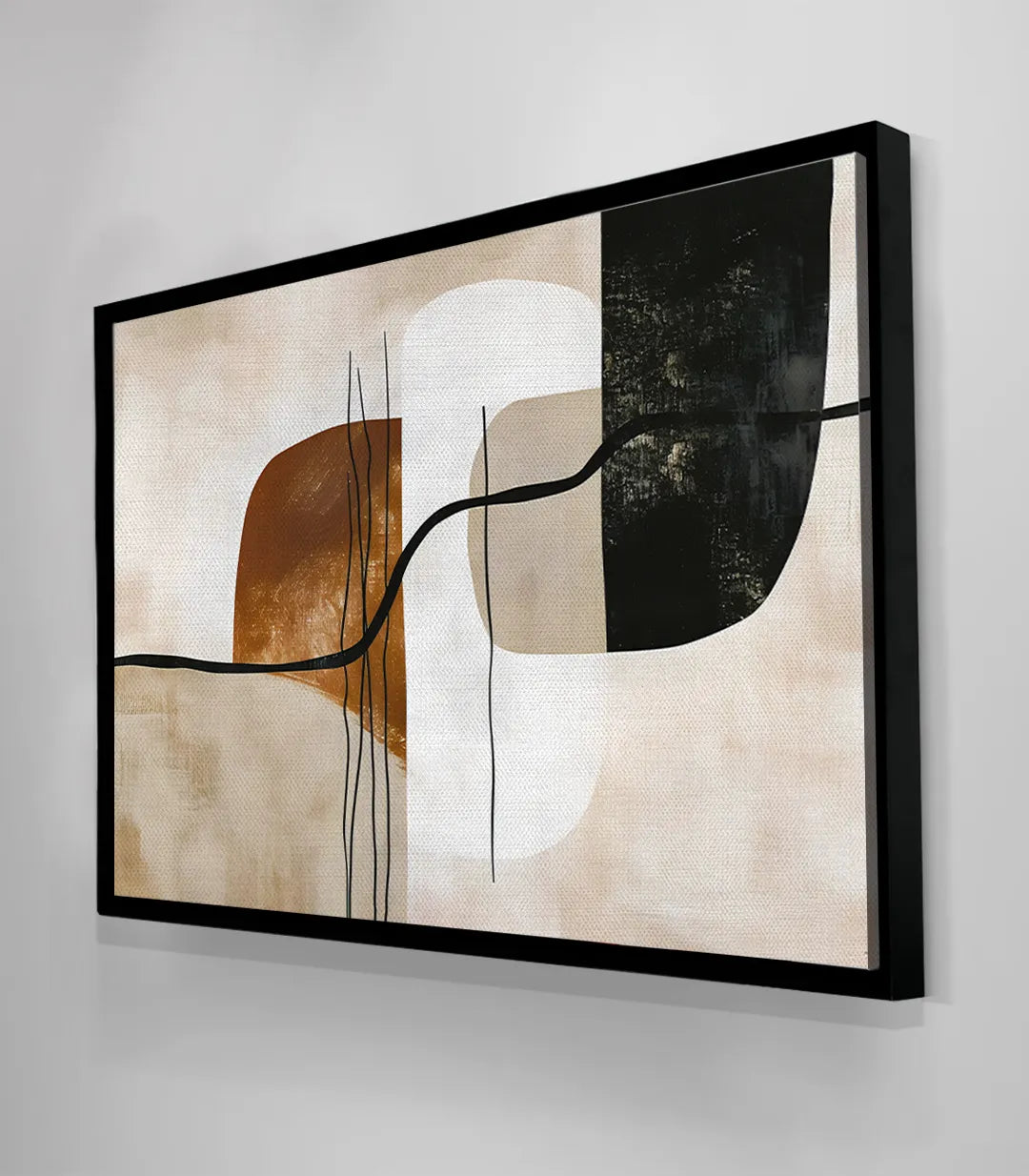Vista general Cuadro Carbon Massinart — obra abstracta geométrica en tonos neutros