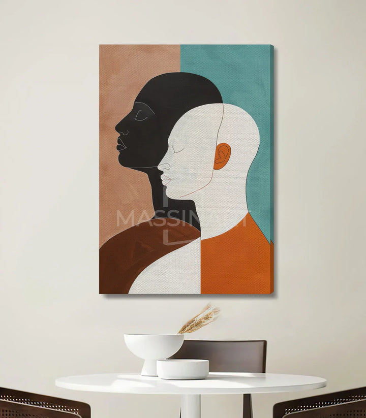 Cuadro Silent Bond en pared de salón con decoración minimalista Massinart